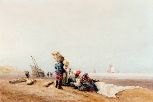 Fisherfolk On The Shore by David Cox